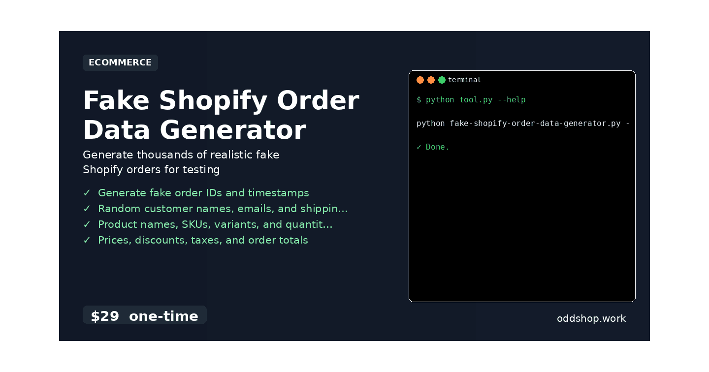 How to Generate Fake Shopify Order Data with Python